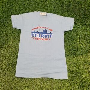 Vintage 1980 Detroit Republicans Shirt Small 17x26 Blue USA